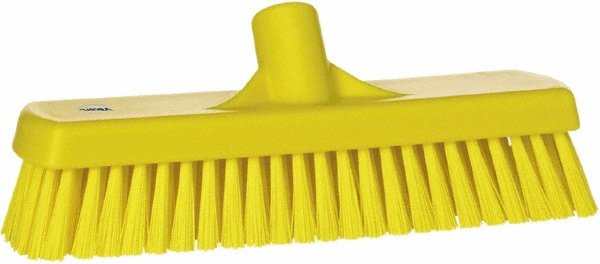 Vikan ColorCore Washing Brush with Short Handle, 11.8" Stiff, Yellow - 410716