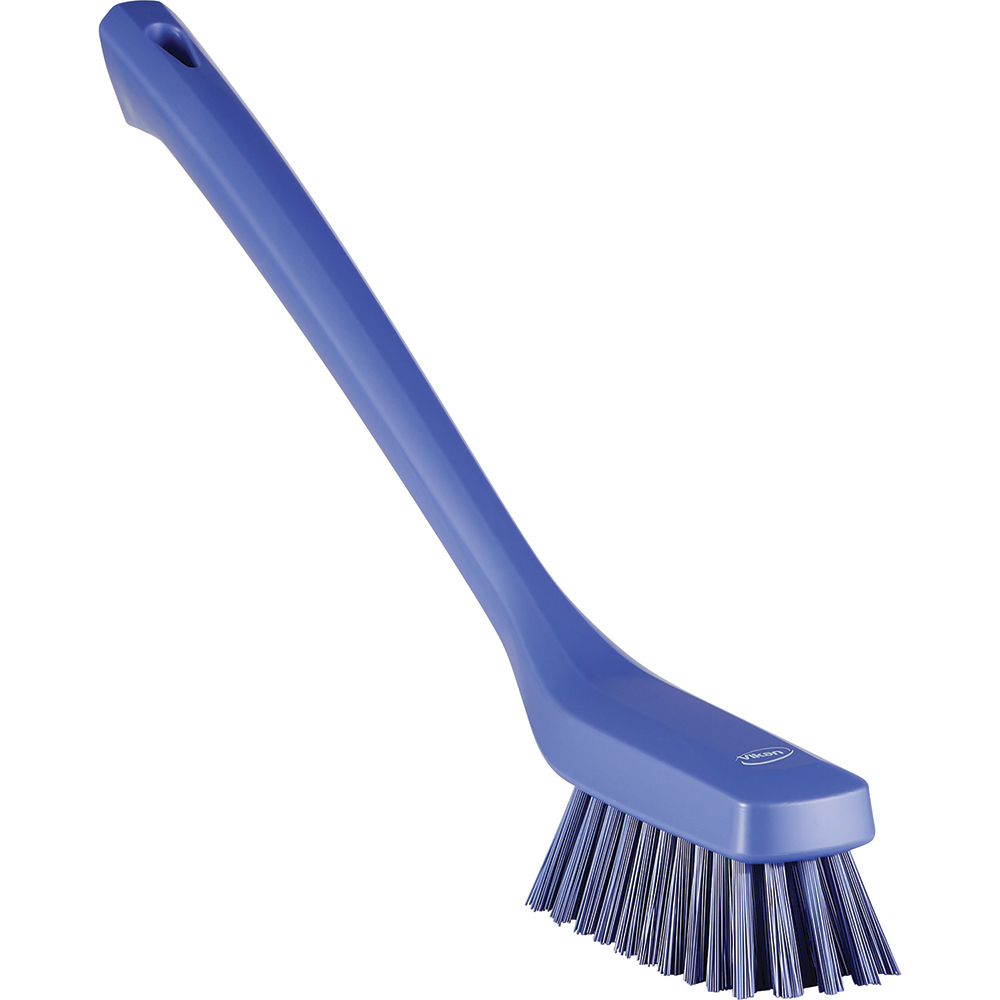 Vikan Narrow Cleaning Brush with Long Handle, 16.5", Stiff, Yellow - 41856