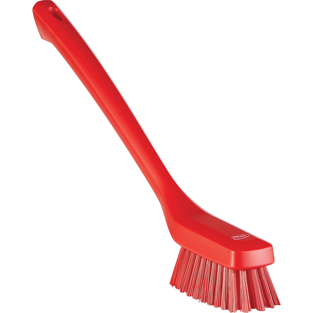 Vikan Narrow Cleaning Brush with Long Handle, 16.5", Stiff, Yellow - 41856