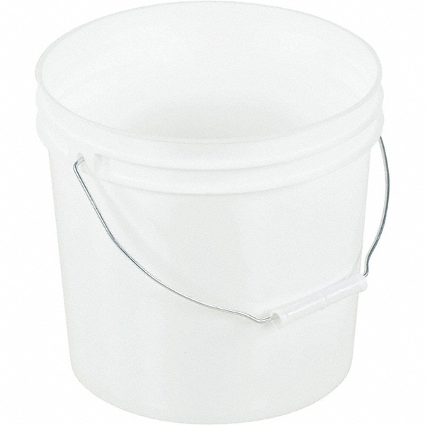 Vestil Buckets & Pails; Capacity: 1 gal (US); Body Material: High-Density Polyethylene; Style: Single Pail; Shape: Round; Color: White; Handle: Yes; Lid: No Lid; For Use With: Storage; Shipping; Handle Material: Steel; Height (mm): 7.5 in; Container Size Compatibility (Gal.): 1 gal (US) - PAIL-1-PWP