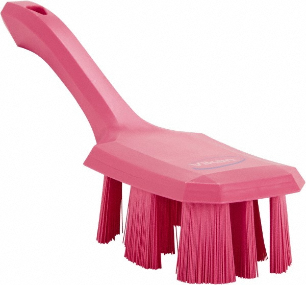 Vikan UST Hand Brush w/short handle, 10.2", Stiff, Pink - 41791