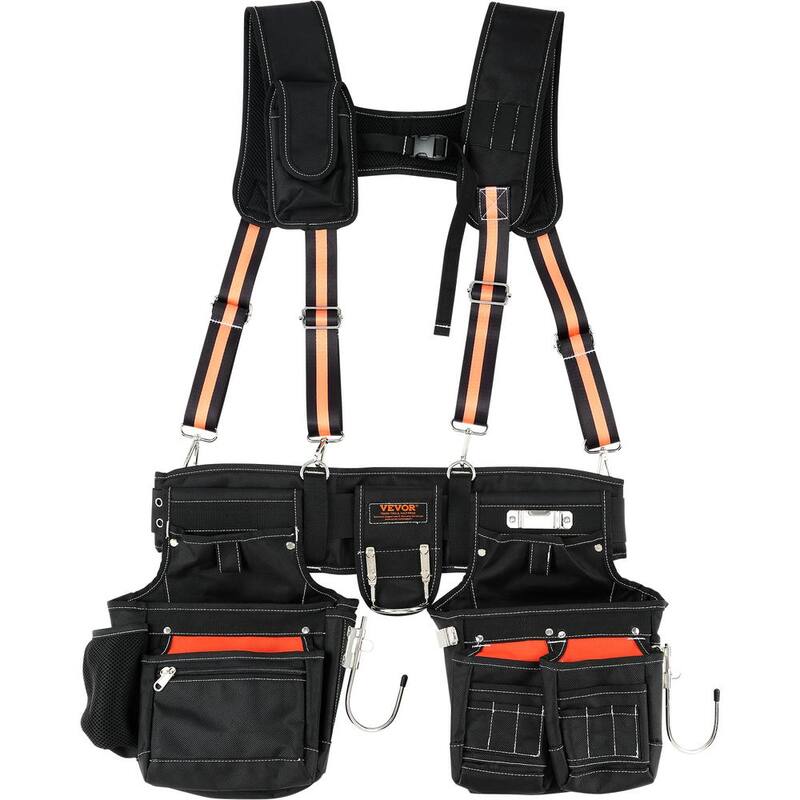 VEVOR Tool Belt with Suspenders 29-Pockets Heavy-Duty Tool Belts 29-54 in. Adjustable Waist Size for Carpenters, Electricians - GJDDDLSJK000NVB9JV0