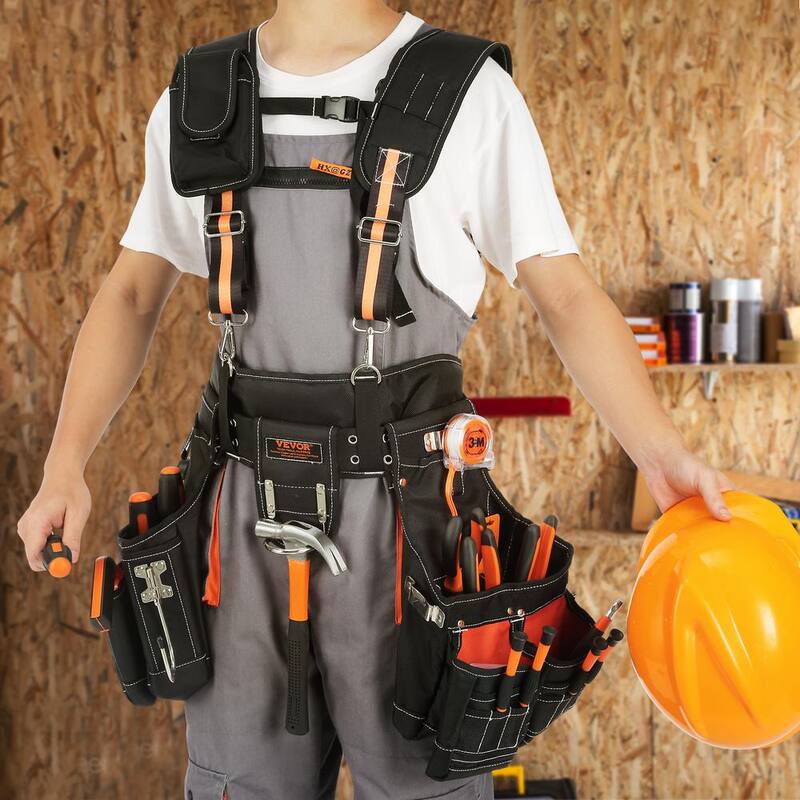 VEVOR Tool Belt with Suspenders 29-Pockets Heavy-Duty Tool Belts 29-54 in. Adjustable Waist Size for Carpenters, Electricians - GJDDDLSJK000NVB9JV0
