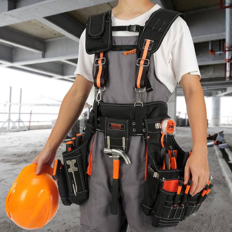 VEVOR Tool Belt with Suspenders 29-Pockets Heavy-Duty Tool Belts 29-54 in. Adjustable Waist Size for Carpenters, Electricians - GJDDDLSJK000NVB9JV0
