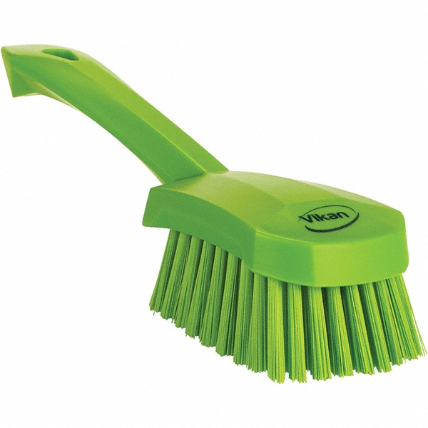 Vikan Washing Brush w/short Handle, 10.6", Stiff, Brown - 419266