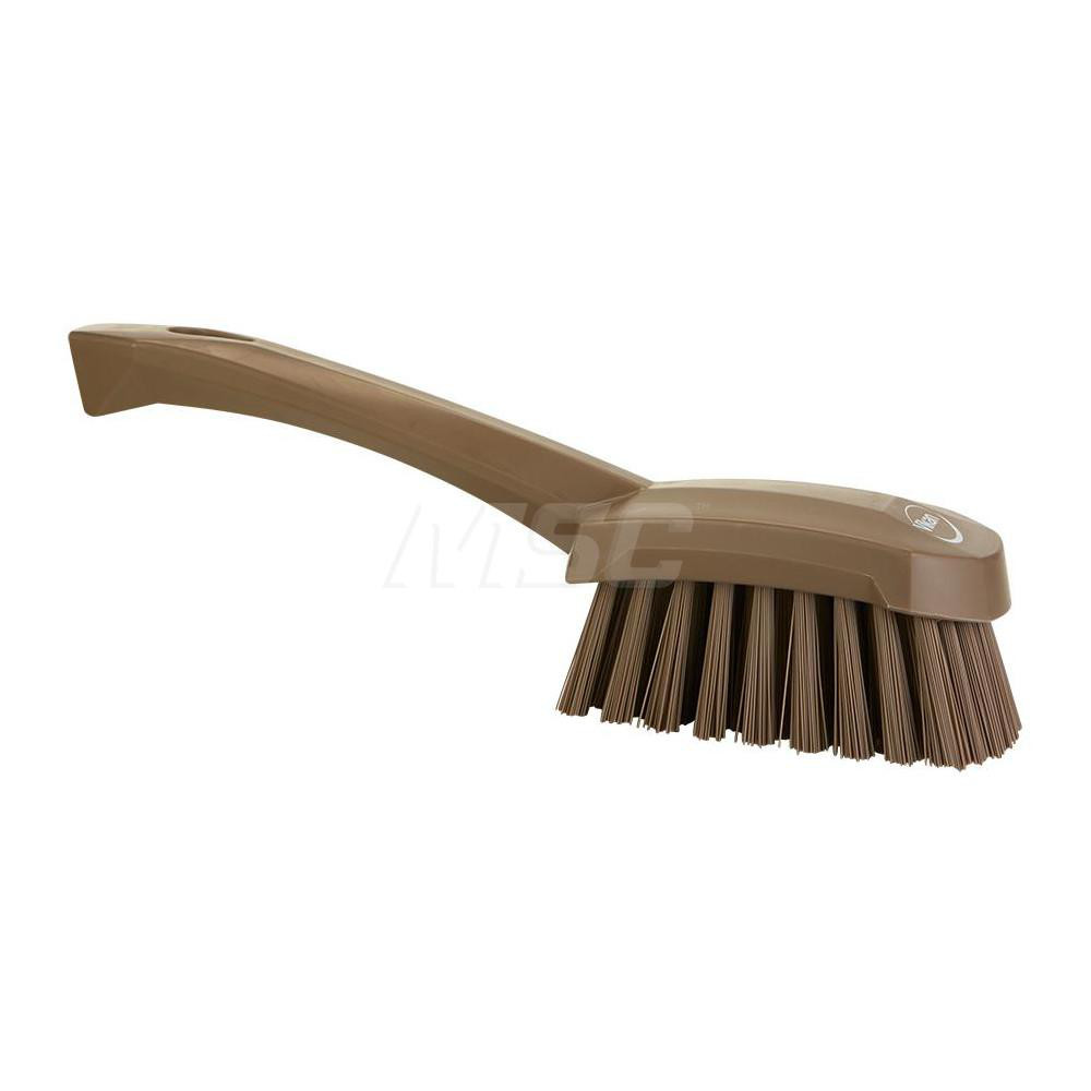 Vikan Washing Brush w/short Handle, 10.6", Stiff, Brown - 419266