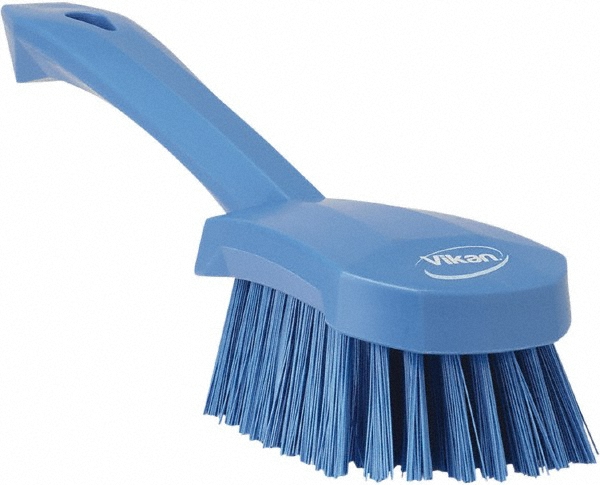 Vikan Washing Brush w/short Handle, 10.6", Stiff, Brown - 419266