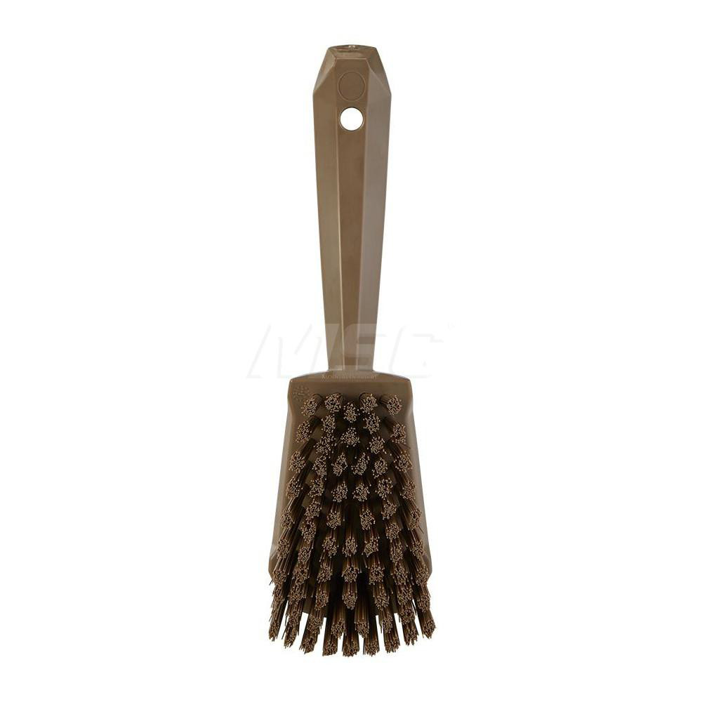 Vikan Washing Brush w/short Handle, 10.6", Stiff, Brown - 419266