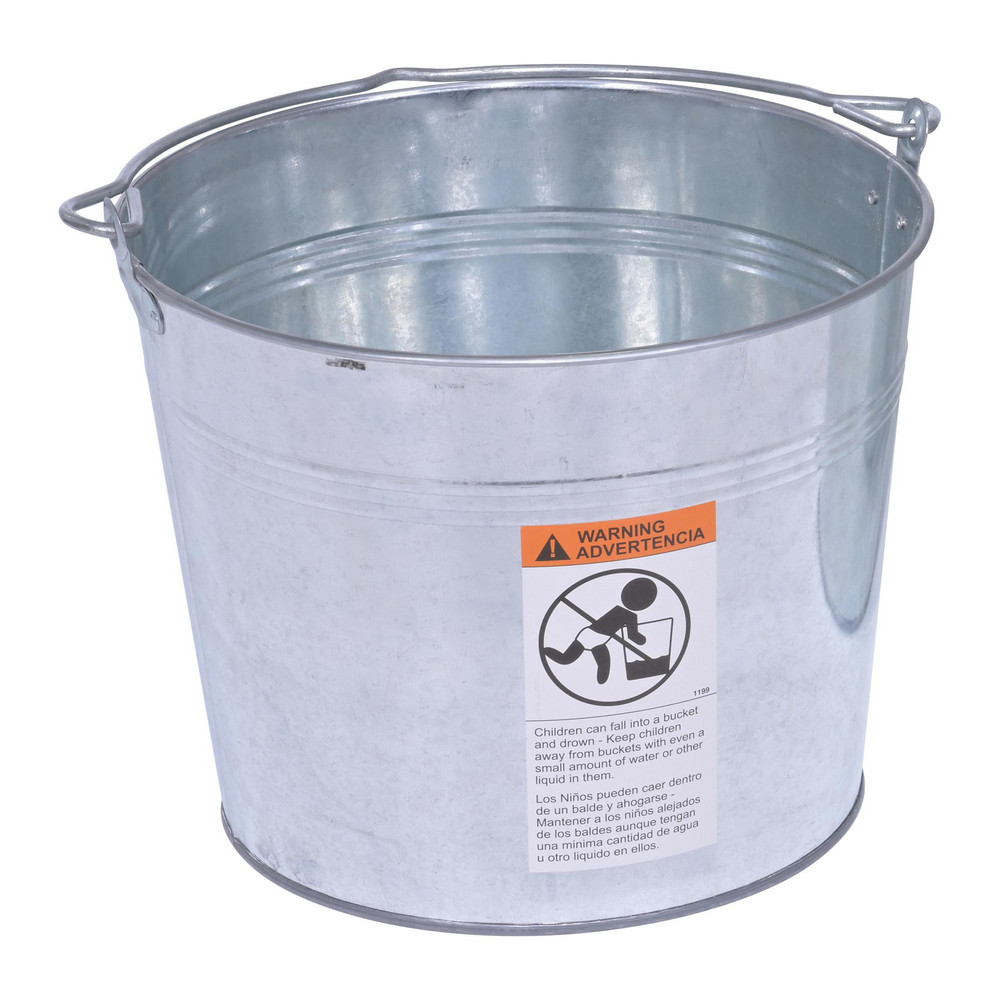 Vestil Buckets & Pails: 5 gal, Galvanized Steel, No Lid, Single Pail - BKT-GAL-500