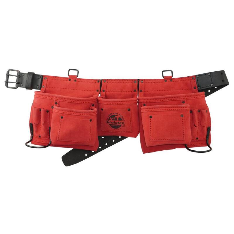 Graintex 11-Pocket Suede Leather Tool Apron in Red - DS2420