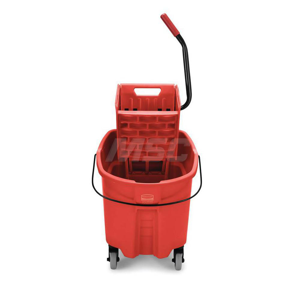 Rubbermaid WaveBrake 35 Qt Side-Press Mop Bucket & Wringer Combo on Wheels, Red - FG758888RED