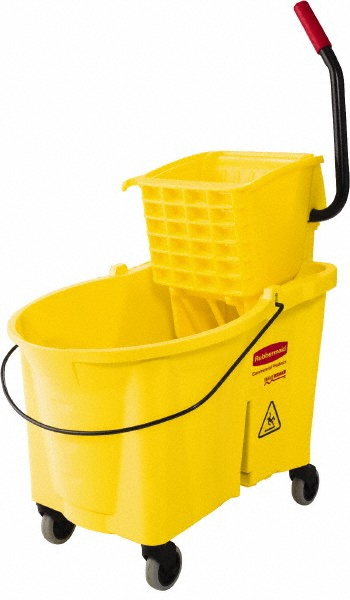 Rubbermaid WaveBrake 35 Qt Side-Press Mop Bucket & Wringer Combo on Wheels, Red - FG758888RED