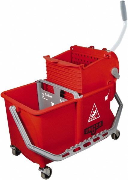 Rubbermaid WaveBrake 35 Qt Side-Press Mop Bucket & Wringer Combo on Wheels, Red - FG758888RED