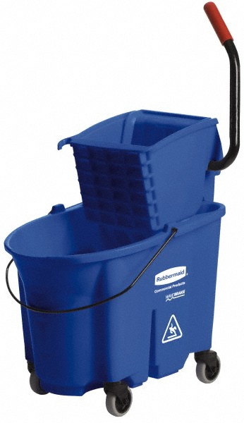 Rubbermaid WaveBrake 35 Qt Side-Press Mop Bucket & Wringer Combo on Wheels, Red - FG758888RED
