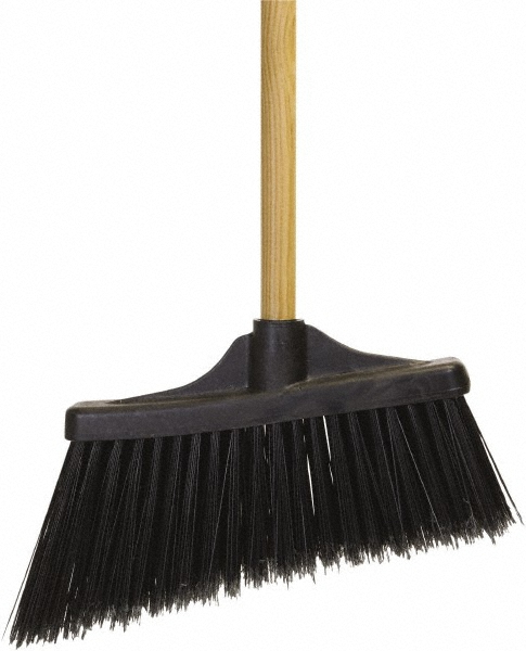 O-Cedar Pack of (12) 10" Wide, Black PET Bristles, 48" Metal Handle, Angled Brooms - 6404