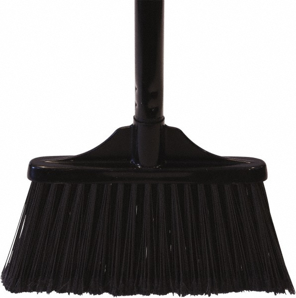 O-Cedar Pack of (12) 10" Wide, Black PET Bristles, 48" Metal Handle, Angled Brooms - 6404