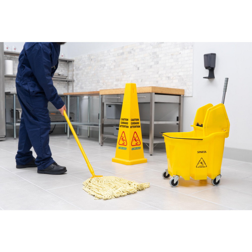 Carlisle Omnifit™ 35Qt Mop Bucket Combo: Down Press Wringer,  Yellow - 4690404