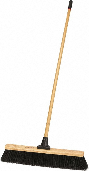 PRO-SOURCE Push Broom: 30" Wide, Horsehair Bristle - SWP30-HOR
