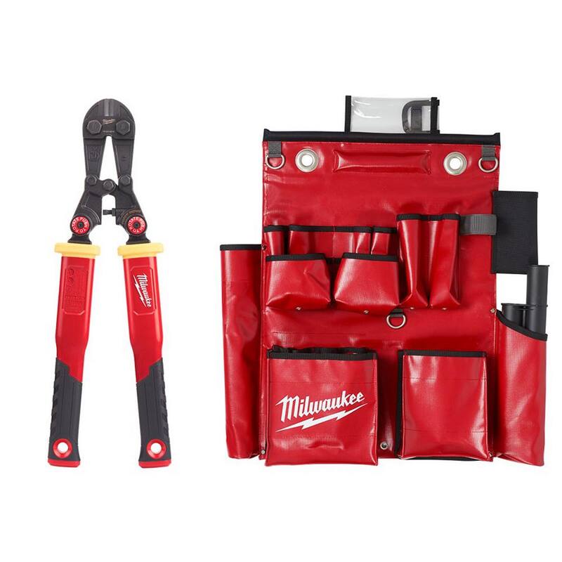 Milwaukee Lineman's Compact Aerial Tool Apron and 18 in. Fiberglass Handle with PIVOTMOVE Rotating Handles Bolt Cutter - 48-22-4218-48-22-8291