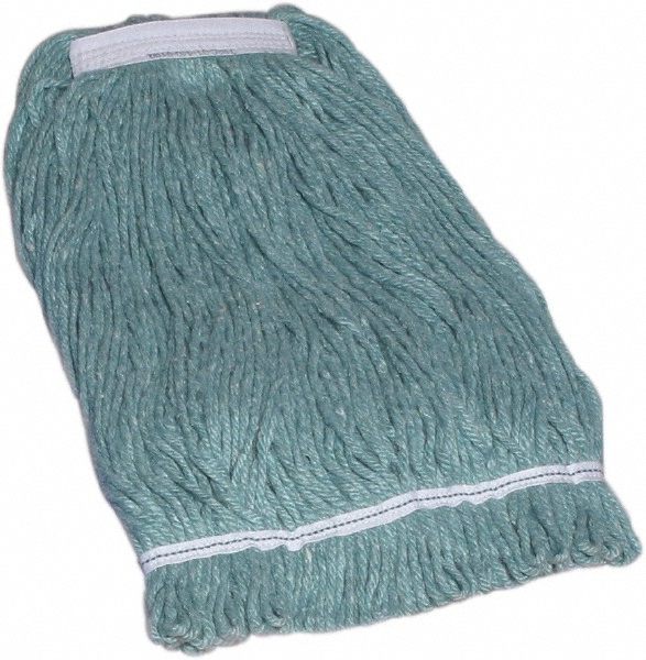 AbilityOne Wet Mop Loop: Clamp Jaw, Medium, Green Mop, Blended Fiber - 7920014409194