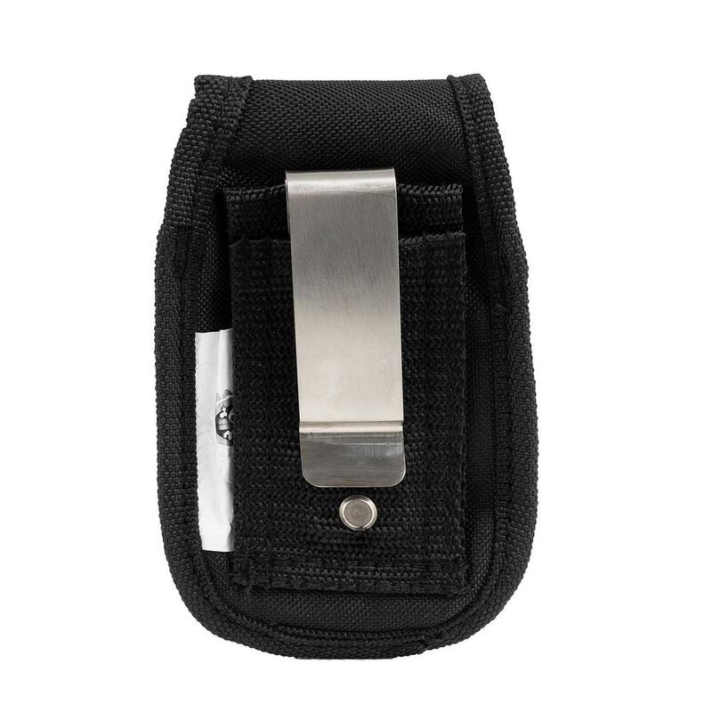 DEAD ON TOOLS Cell Punk Small Cell Phone Holder Accessory with Dual Fastening System for Tool Belt, Rig, Bag, or Belt Loops in Black - DO-400S