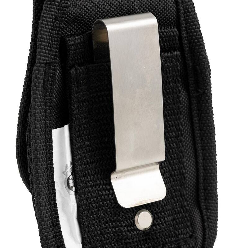 DEAD ON TOOLS Cell Punk Small Cell Phone Holder Accessory with Dual Fastening System for Tool Belt, Rig, Bag, or Belt Loops in Black - DO-400S