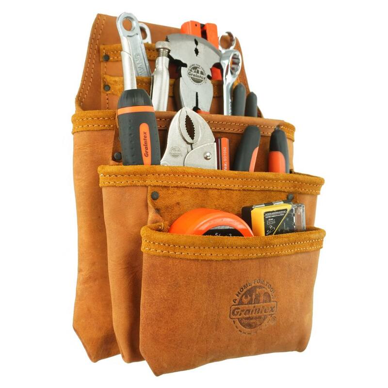 Graintex 5-Pocket Top Grain Oil Tanned Leather Nail and Tool Pouch - OS2234