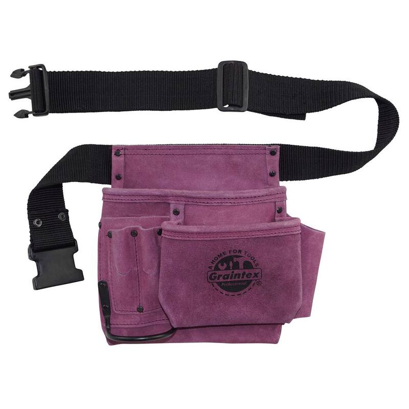 Graintex 5-Pocket Nail and Tool Pouch with Purple Suede Leather Belt - SS2293