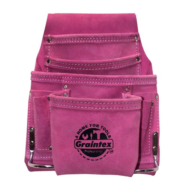 Graintex Pink 10-Pocket Suede Leather Tool Pouch - SS1186