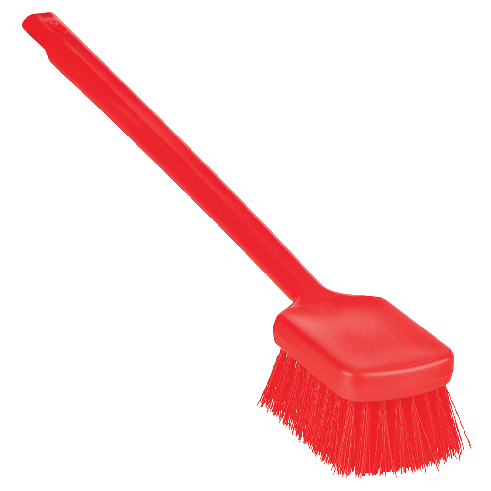 Vikan ColorCore Washing Brush with Long Handle, 19.9" Stiff, Red - 410814