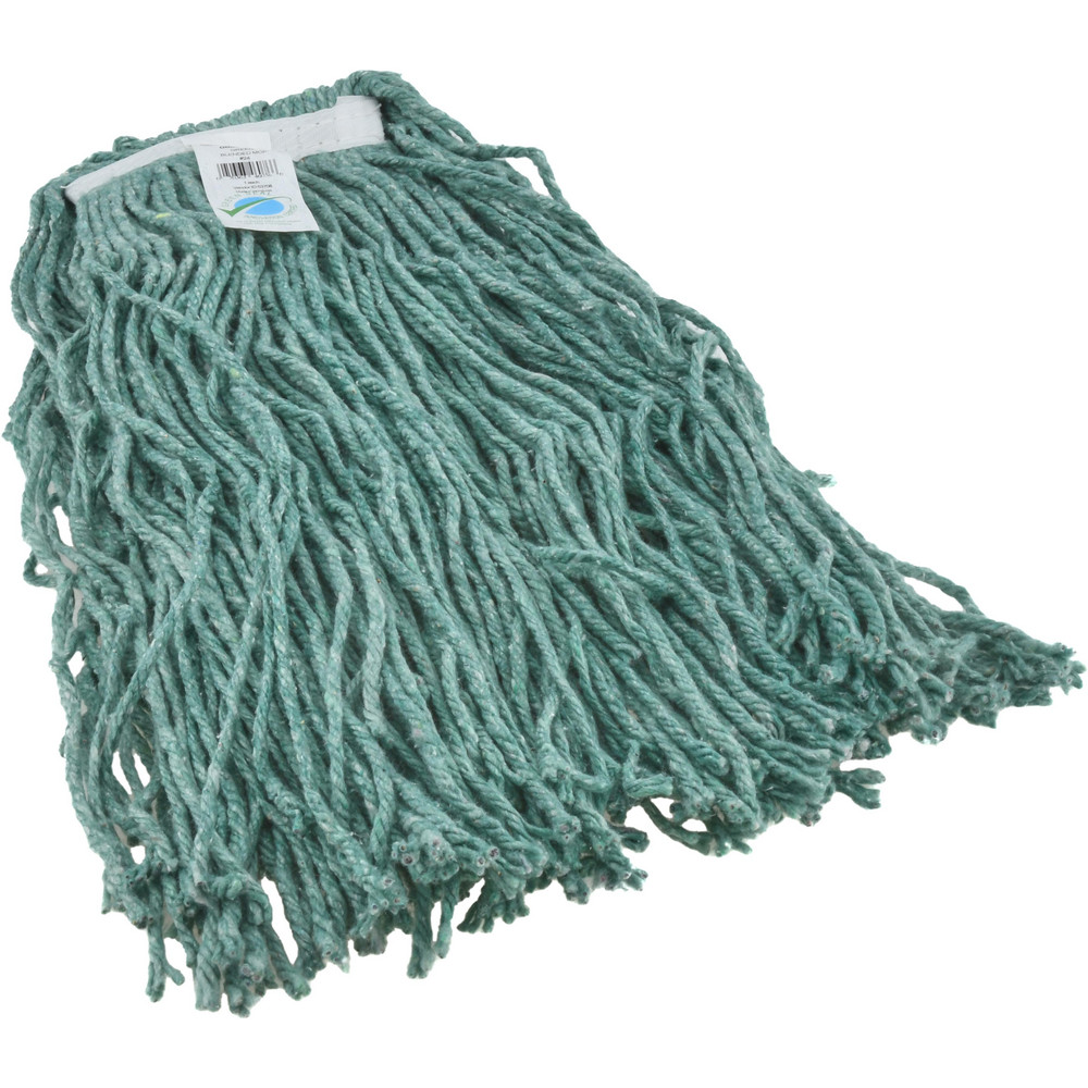 PRO-SOURCE Wet Mop Cut: Clamp Jaw, Large, Green Mop, Blended Fiber - 08625469