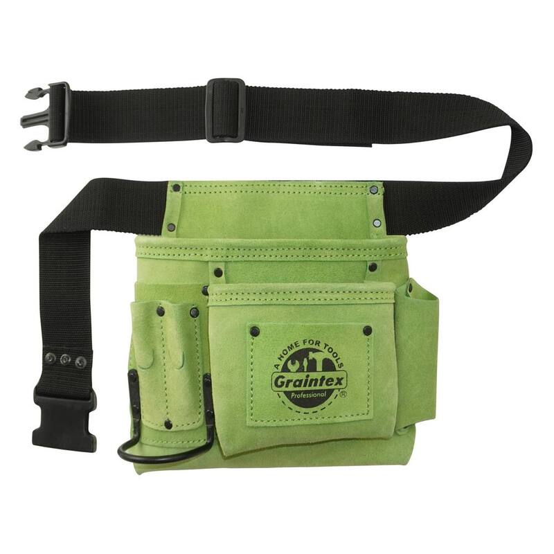 Graintex 5-Pocket Suede Leather Nail and Tool Pouch with Belt - SS2464
