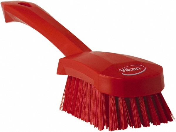 Vikan Narrow Hand Brush with short handle, 11.8", Extra stiff, Red - 41954
