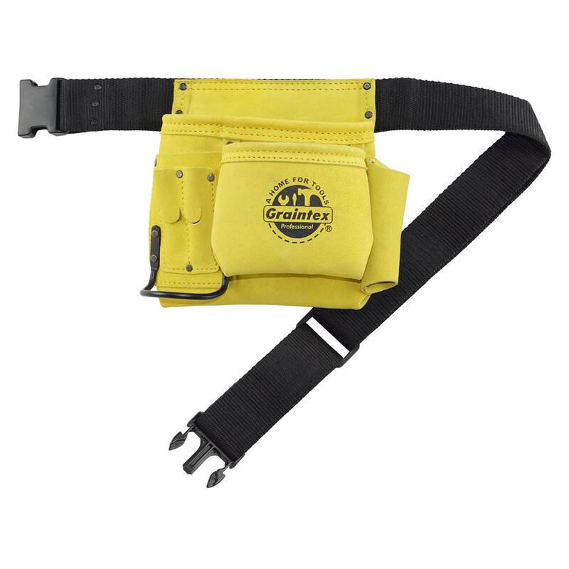 Graintex 5-Pocket Nail and Tool Pouch with Yellow Suede Leather Belt - SS2079
