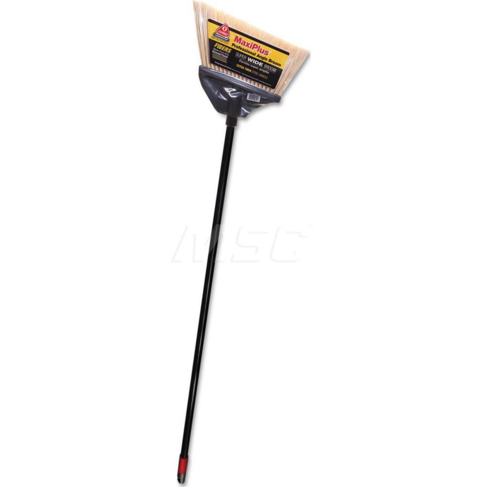 O-Cedar Pack of (12) 8-1/2" Wide, Beige PET Bristles, 30" Metal Handle, Angled Brooms - 6209