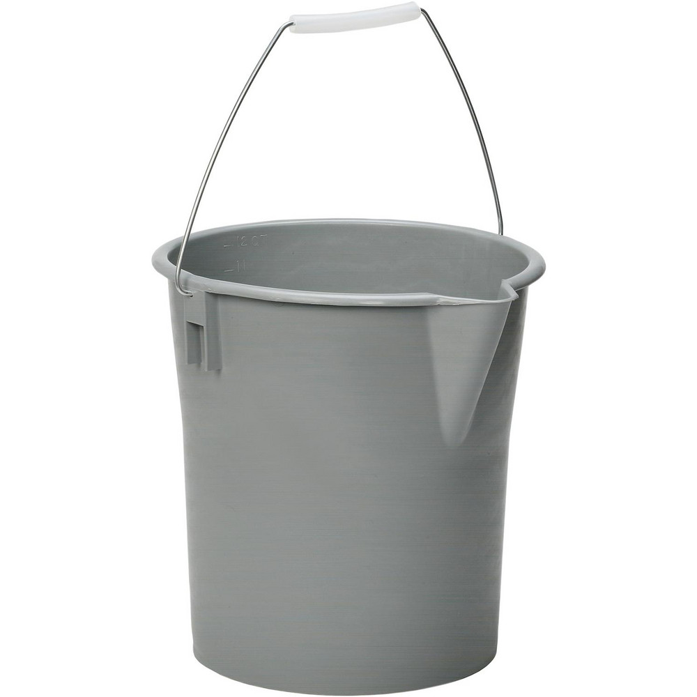 AbilityOne 10 Qt, Plastic Round Gray Single Pail with Pour Spout - 7240000606006
