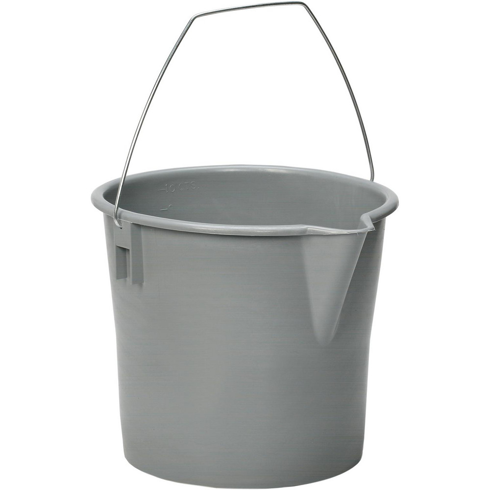 AbilityOne 10 Qt, Plastic Round Gray Single Pail with Pour Spout - 7240000606006