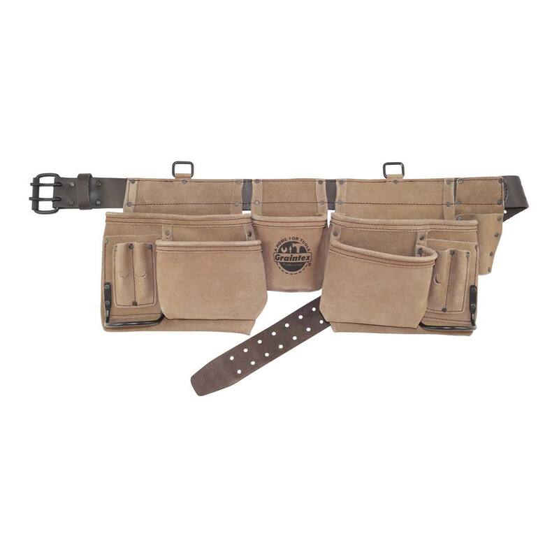 Graintex Beige 12-Pocket Suede Leather Tool Apron - DS2038