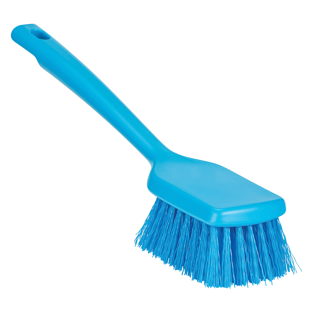 Vikan ColorCore Washing Brush with Short Handle, 11.8" Stiff, Red - 410714