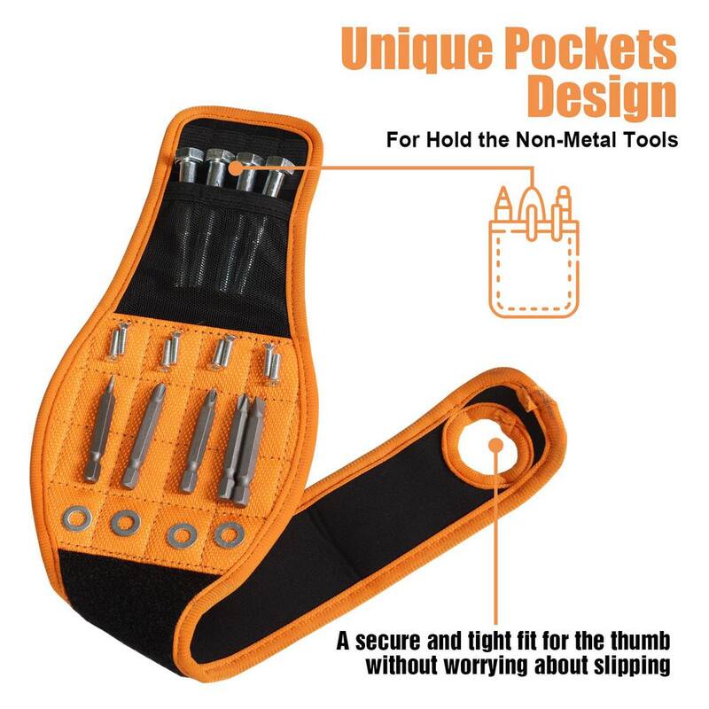 Big Red Magnetic Wristband - Ultimate 16-MagnetThumb Style Tool Holder for DIYers - ATRCX16R
