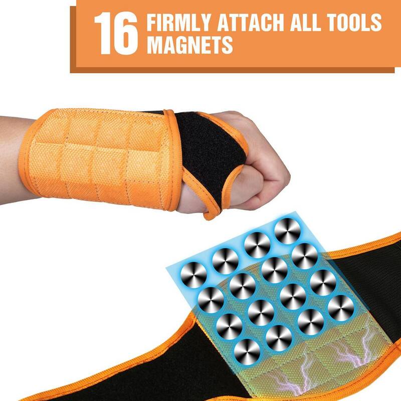 Big Red Magnetic Wristband - Ultimate 16-MagnetThumb Style Tool Holder for DIYers - ATRCX16R