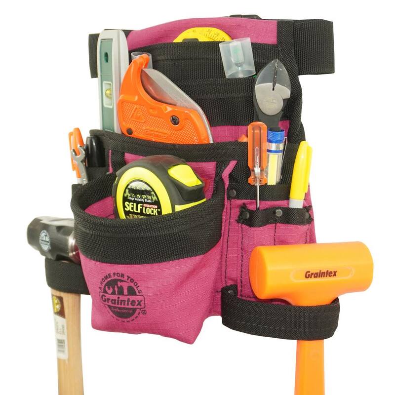 Graintex Pink Canvas 10-Pocket Finisher Tool Pouch with Belt - CS2434