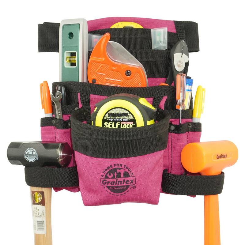 Graintex Pink Canvas 10-Pocket Finisher Tool Pouch with Belt - CS2434