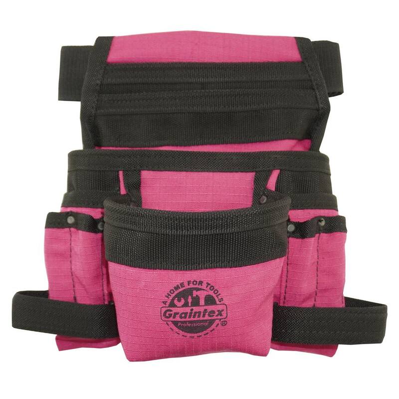 Graintex Pink Canvas 10-Pocket Finisher Tool Pouch with Belt - CS2434