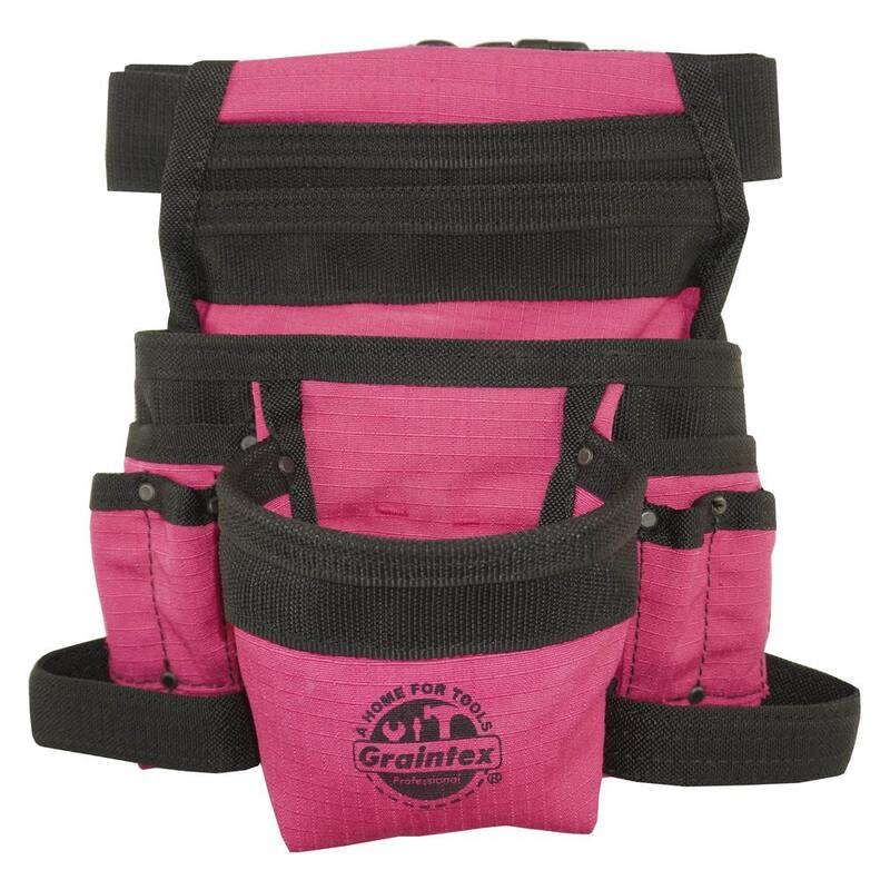 Graintex Pink Canvas 10-Pocket Finisher Tool Pouch with Belt - CS2434
