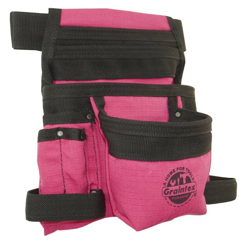 Graintex Pink Canvas 10-Pocket Finisher Tool Pouch with Belt - CS2434
