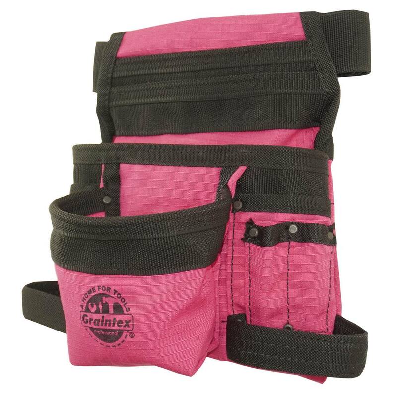 Graintex Pink Canvas 10-Pocket Finisher Tool Pouch with Belt - CS2434