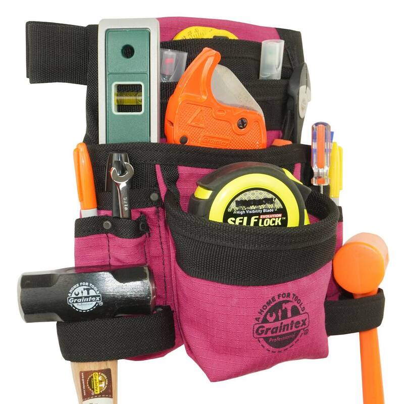 Graintex Pink Canvas 10-Pocket Finisher Tool Pouch with Belt - CS2434