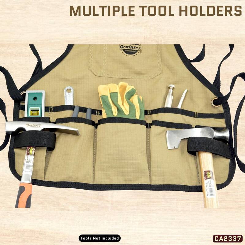 Graintex 16-Pocket Rip-Stop Canvas Khaki Bib Apron - CA2337