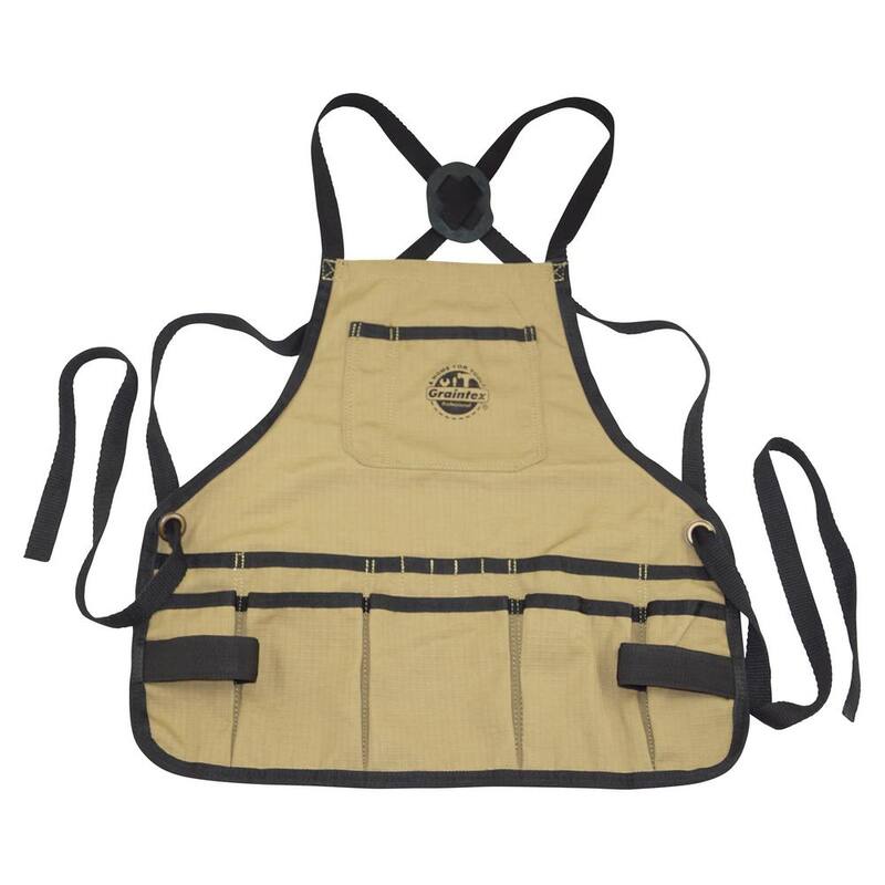 Graintex 16-Pocket Rip-Stop Canvas Khaki Bib Apron - CA2337